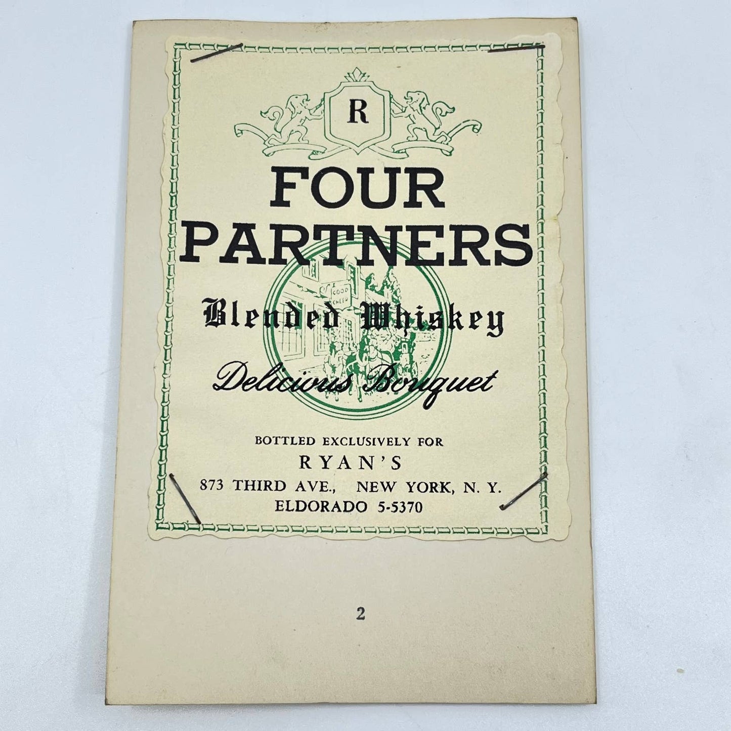 Four Partners Blended Whiskey Label Ryan’s 873 Third Ave New York NY