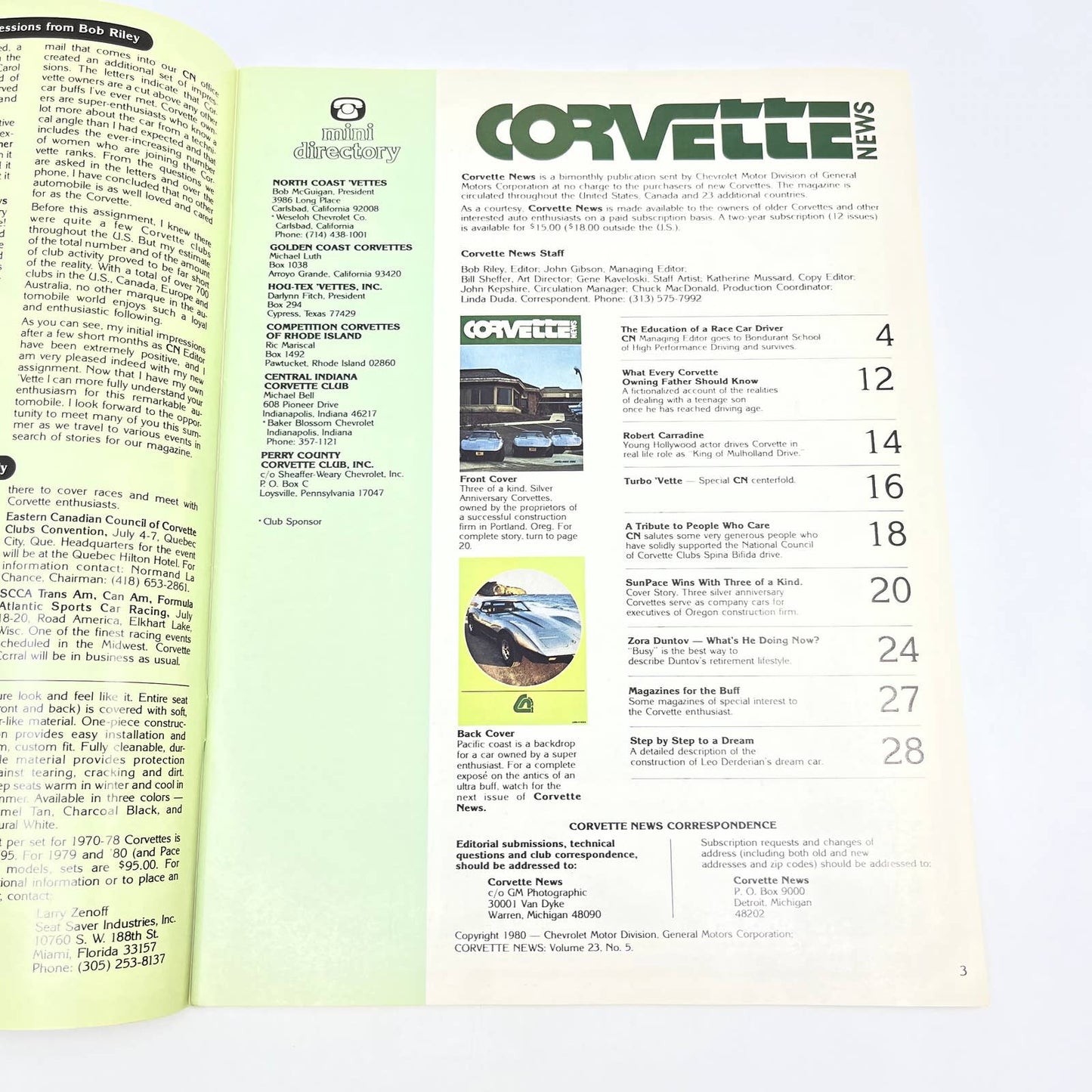 1980 June/July Corvette News Magazine Silver Anniversary Corvettes TG1