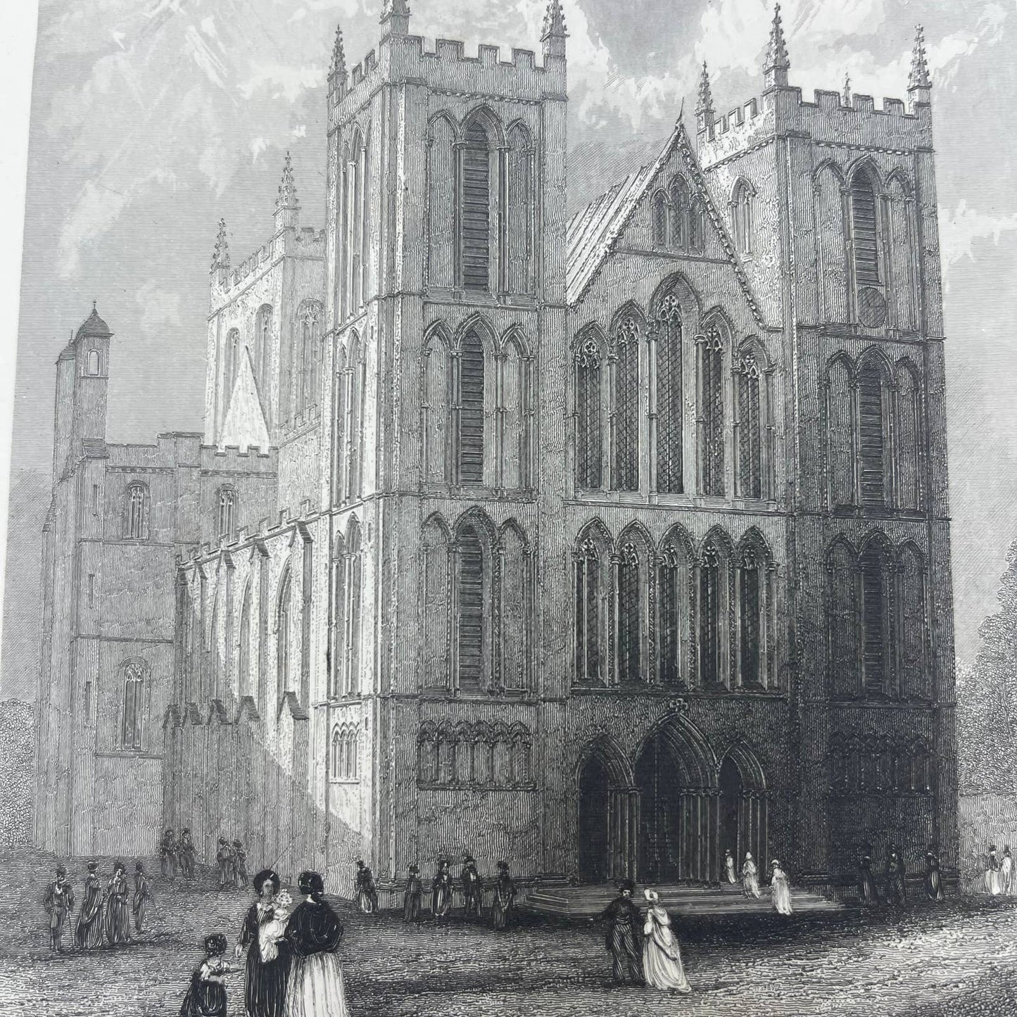 1842 Original Art Engraving Ripon Cathedral, Floor Plan and Bio TG6