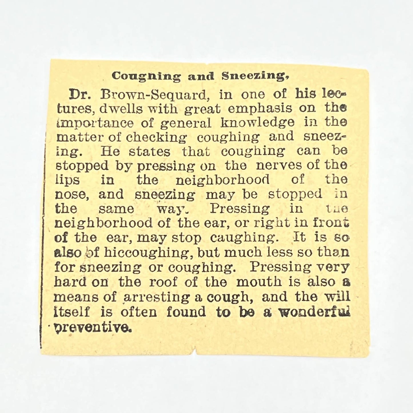 1800s Newspaper Ad Clip Ely's Cream Balm Catarrh Cure Dr. Brown-Sequard AC2