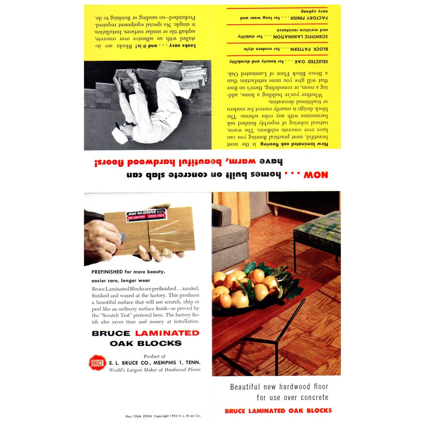 1950s MCM Advertising Brochure Bruce Oak Hardwood Block Floor SE4