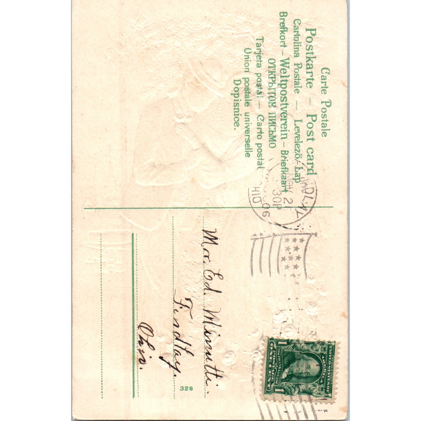 1906 Romantic Roses Courting Couple in Love Original Postcard P2-5