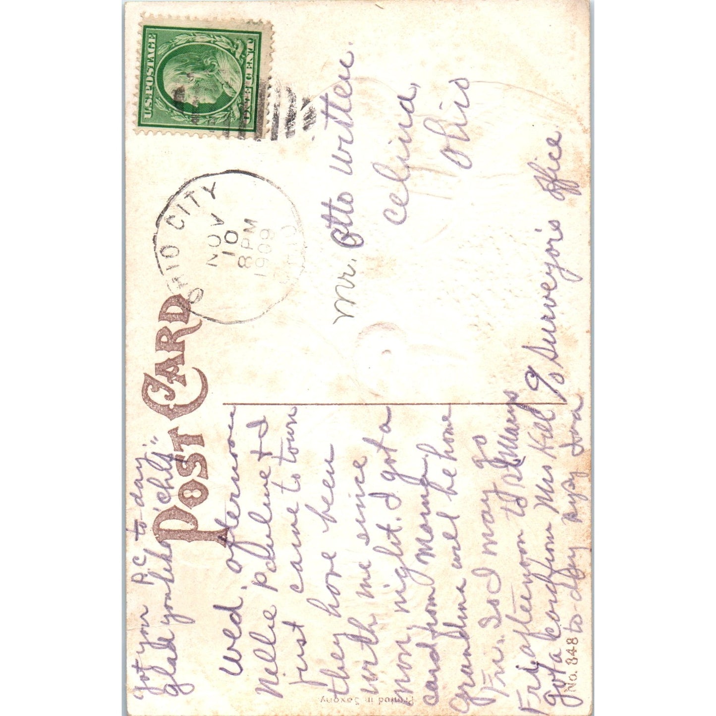 Thanksgiving Embossed Turkey Eagle USA 1909 Original Postcard P1-14
