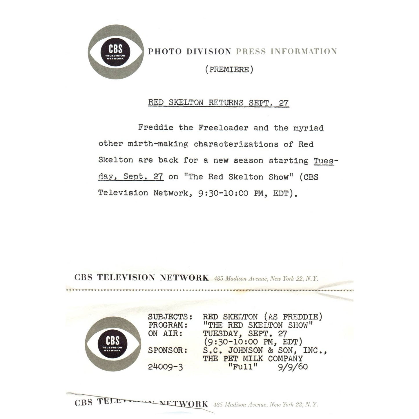 c1960 Press Photo The Red Skelton Show - Freddie the Freeloader Sketch CBS TJ7-1