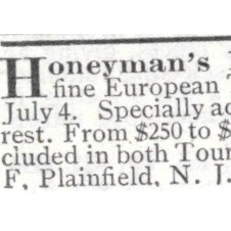 Honeyman's Private Tours Plainfield New Jersey - 1903 Original Ad AK5-S34