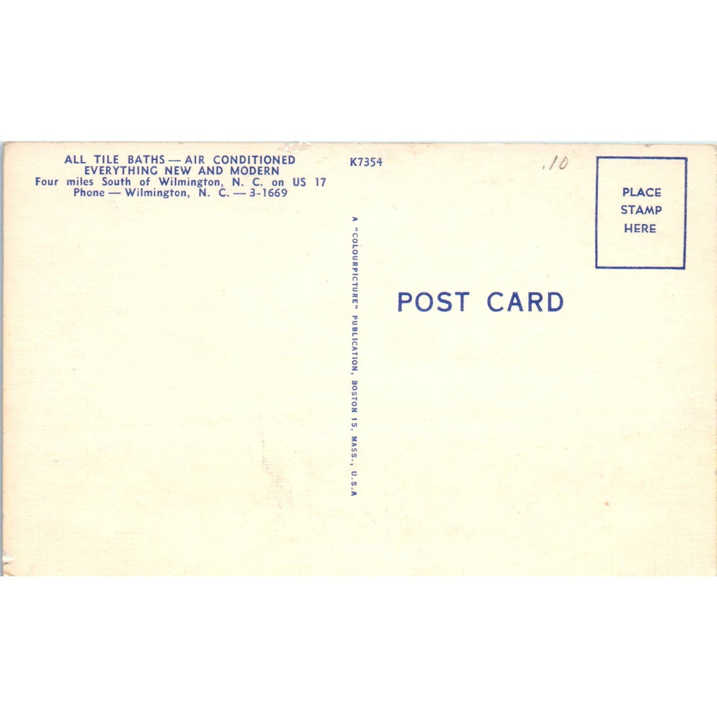 Town and Country Motel Wilmington NC Original Postcard TK1-24