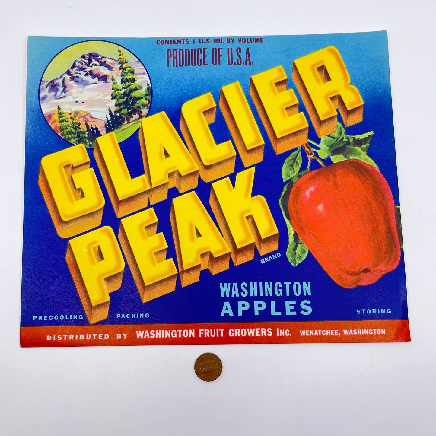 GLACIER PEAK Vintage Wenatchee, Washington Apple Crate Label FL3