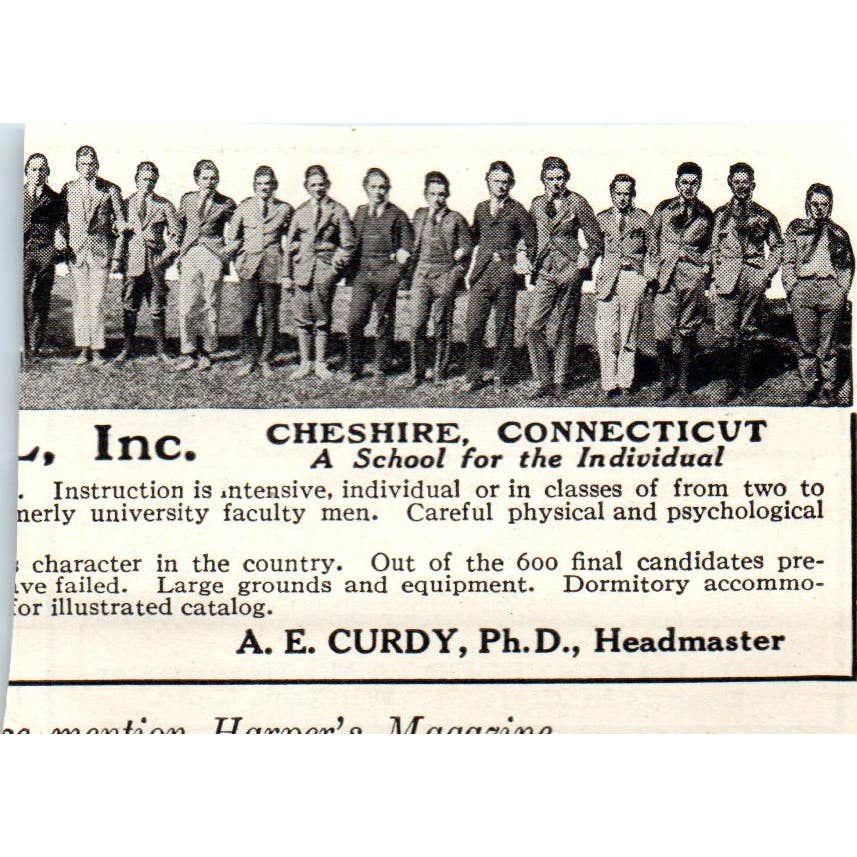 c1920 Harper's Magazine Ad - Loomis Institute N.H. Batchelder Windsor CT EA3