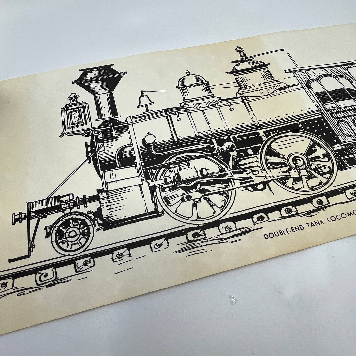 VTG Train Poster Double-End Tank Locomotive Print 9.5x25.5” RR RU1