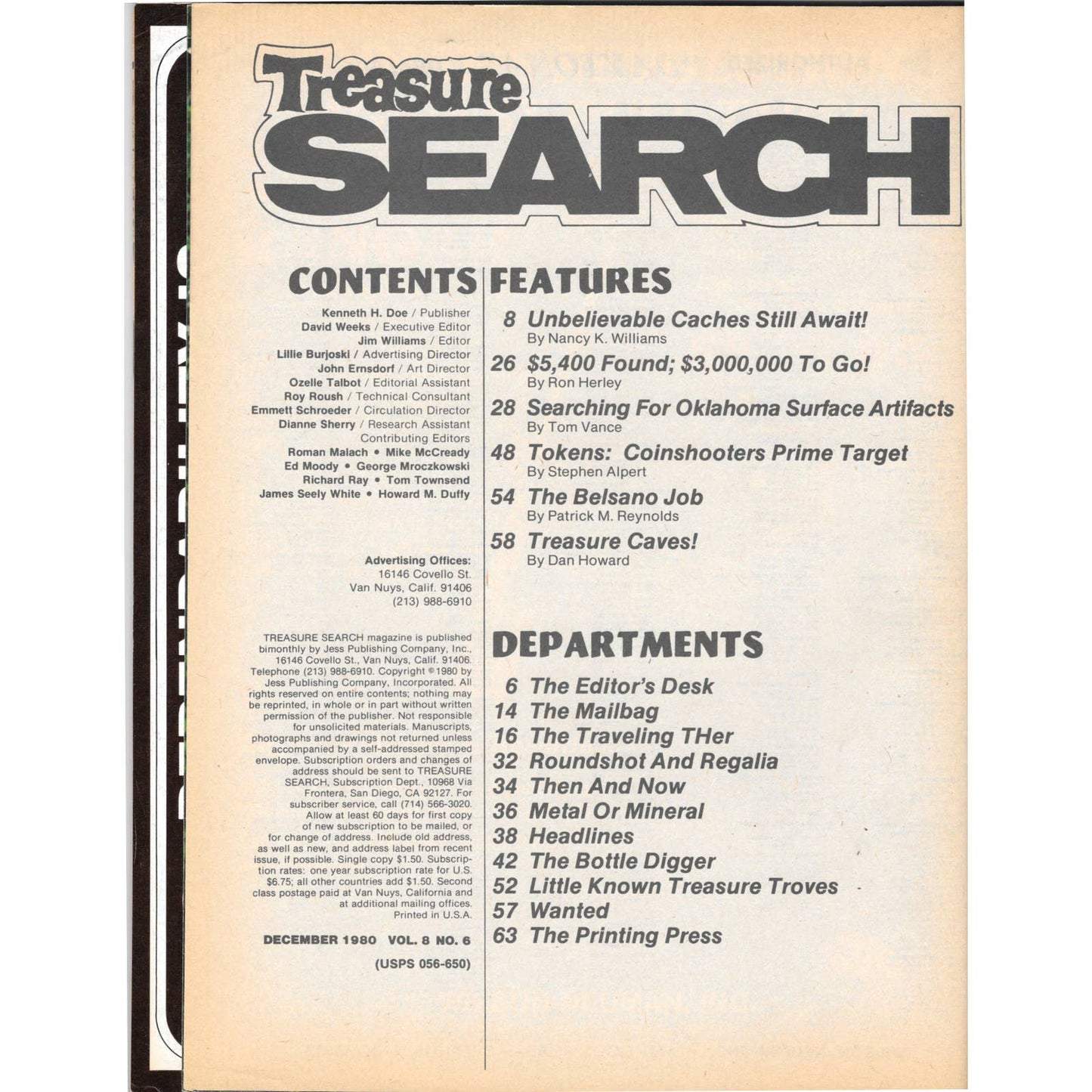 Treasure Search Magazine 1980 December Metal Detecting Gold Diamonds M2