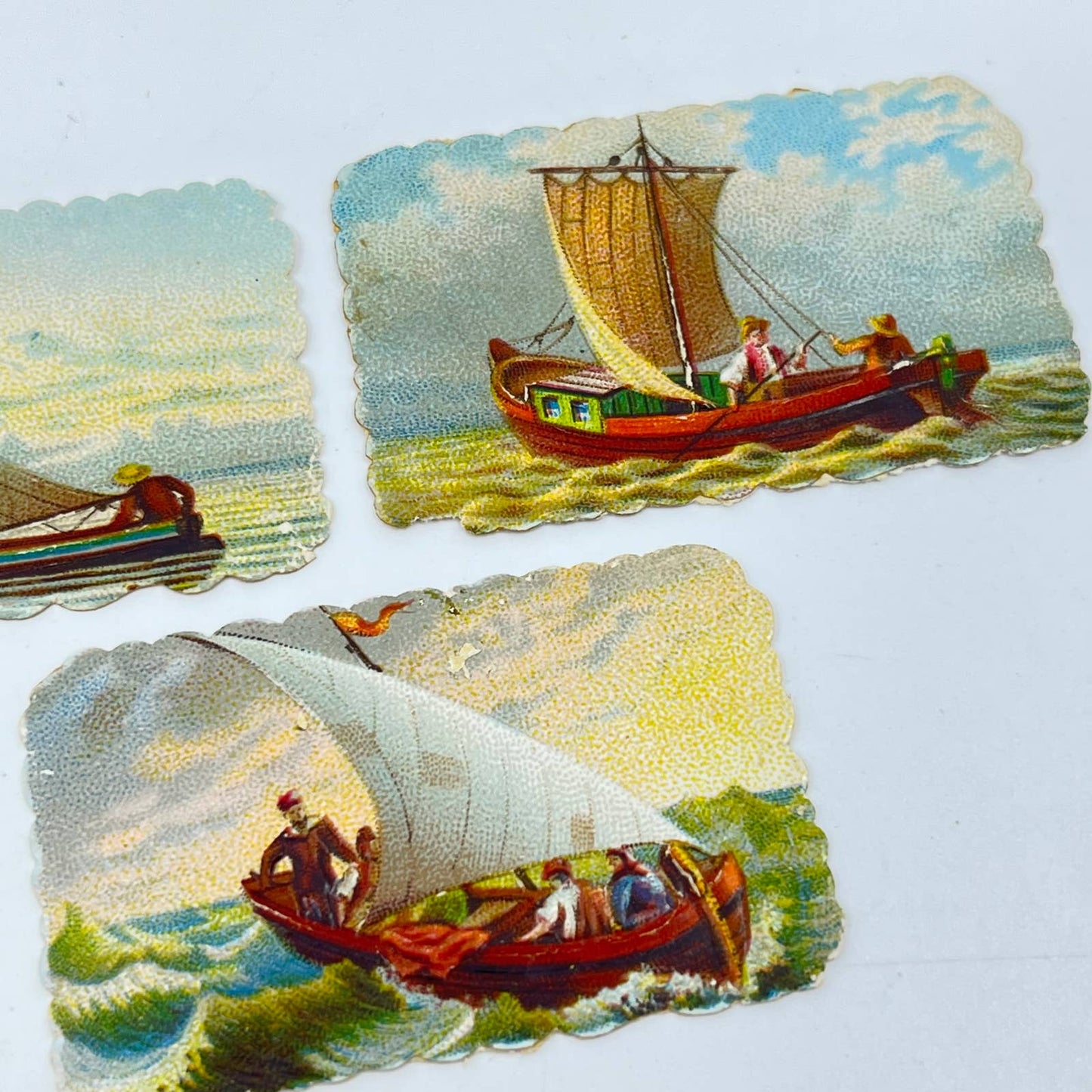 1880s Lot of 5 Die Cut Victorian Scrap Sailboat Clipper Ship Steamship SC9