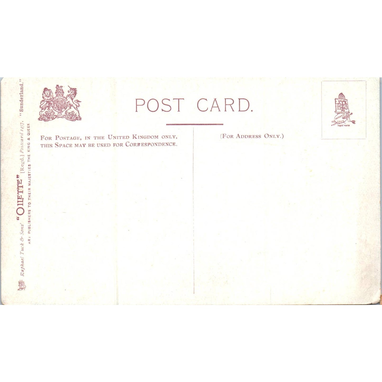 Sunderland - Sands at Roker Raphael Tuck Oilette Original Postcard TK1-P17