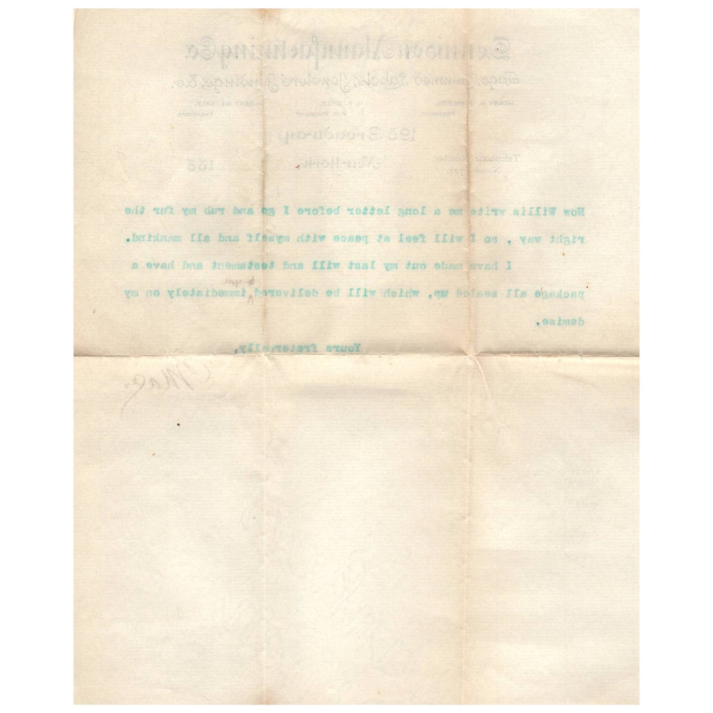 1888 Dennison Manufacturing Co. Letterhead & Envelope Henry B Dennison NY SE4