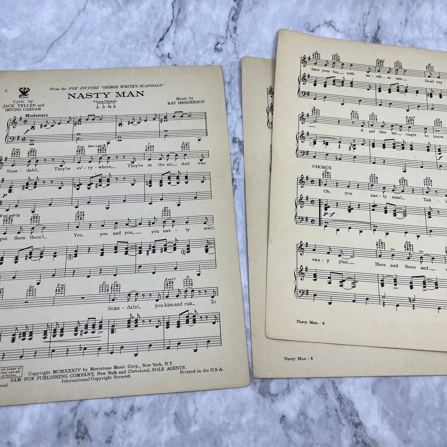 Vintage Sheet Music 1934 Nasty Man George Whites Scandals V42-2