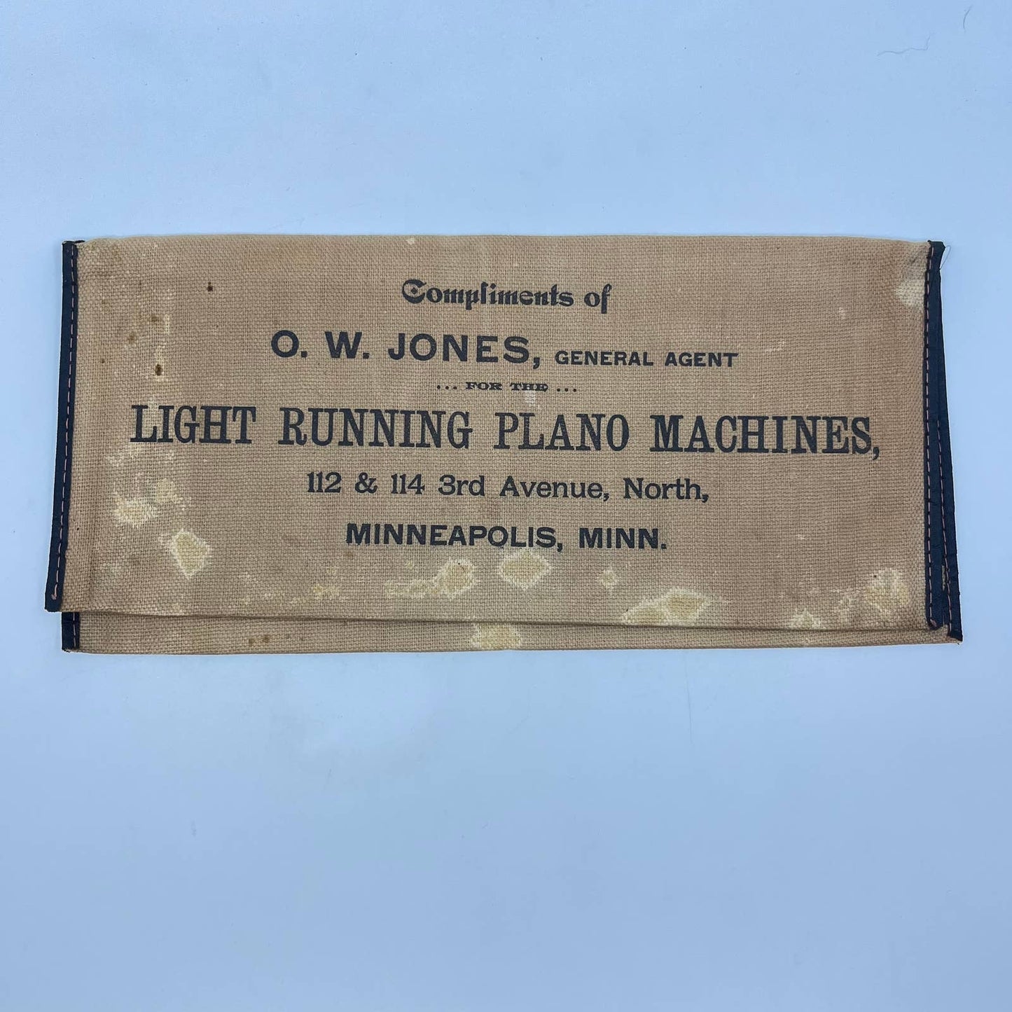 c1900 O.W. Jones Light Running Plano Machines Minneapolis MN Manual Cover TF7