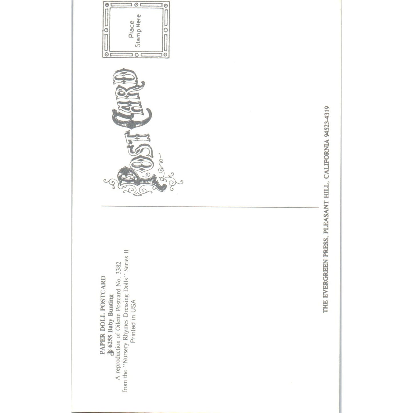 Baby Bunting Paper Doll Original Postcard PB6