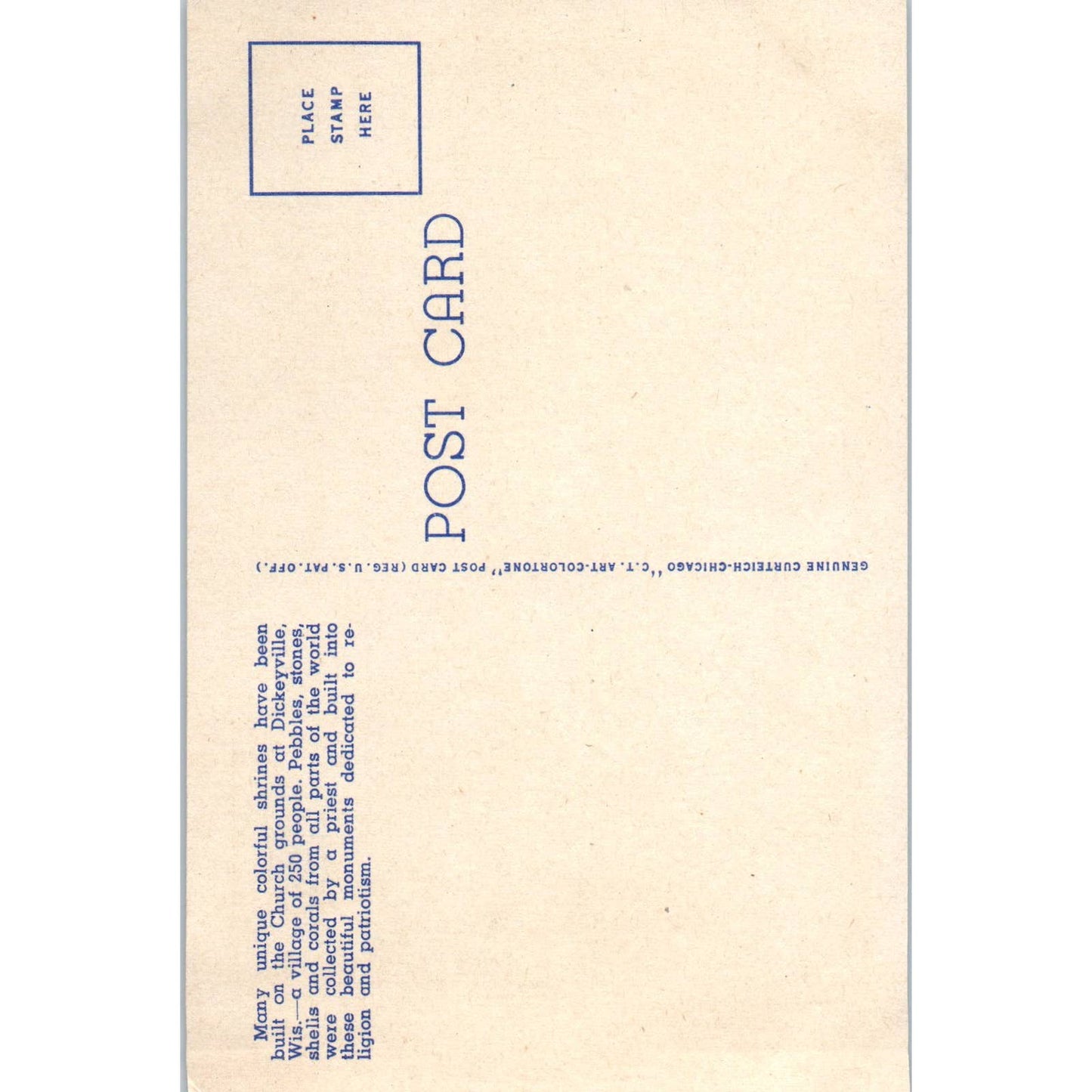 Christ The King, Dickeyville Wisconsin Original Postcard TJ9-P3