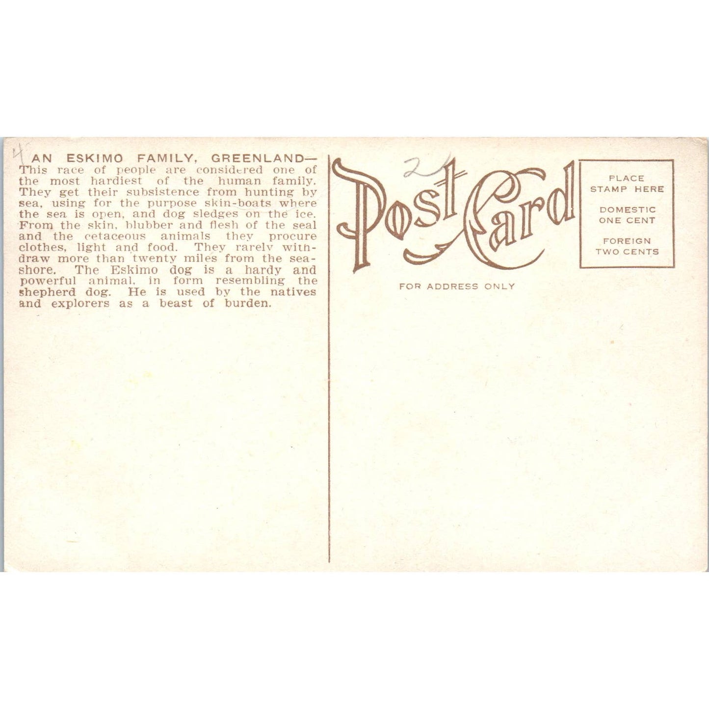 An Eskimo Family, Greenland - Original Postcard TJ9-P1