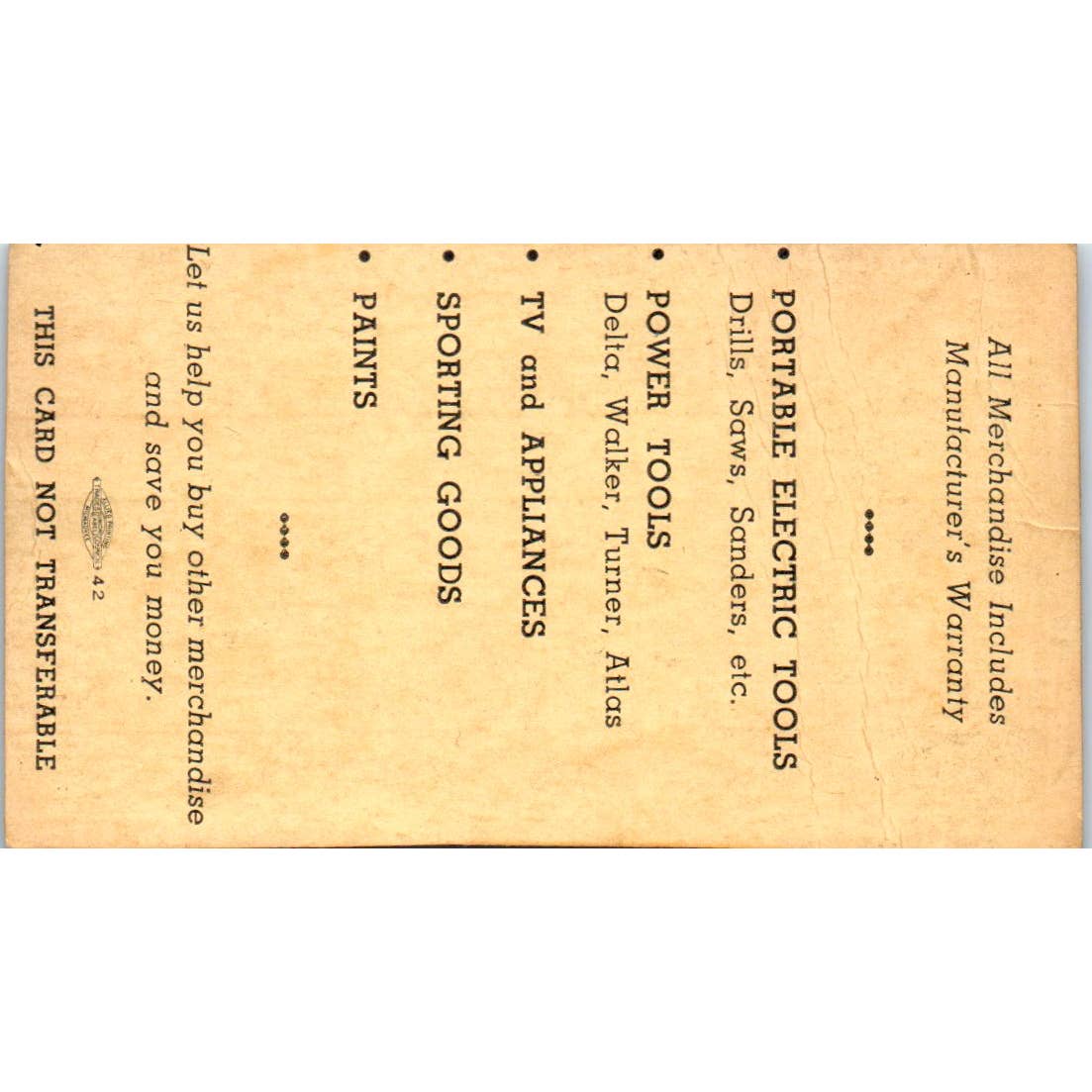 1940s National Buyer's Club National Hardware and Supply Co Milwaukee Card SE5