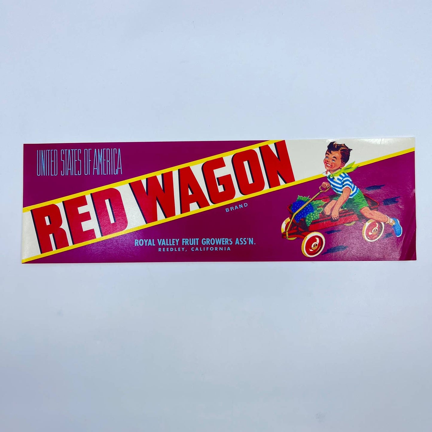 Vintage 1950's Advertising Label RED WAGON Royal Fruit Reedley California FL3