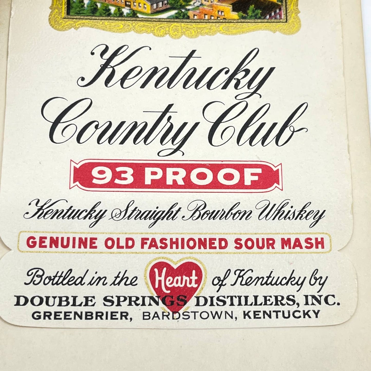Kentucky Country Club Bourbon Whiskey Label Set of 2 Double Springs Greenbrier