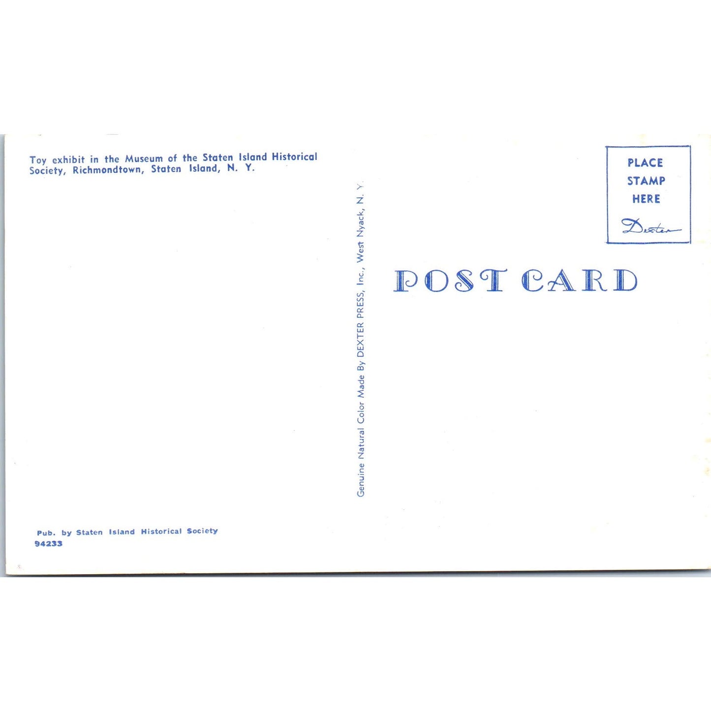 Doll & Toy Exhibit Museum of Staten Island HS NY Original Postcard PB9