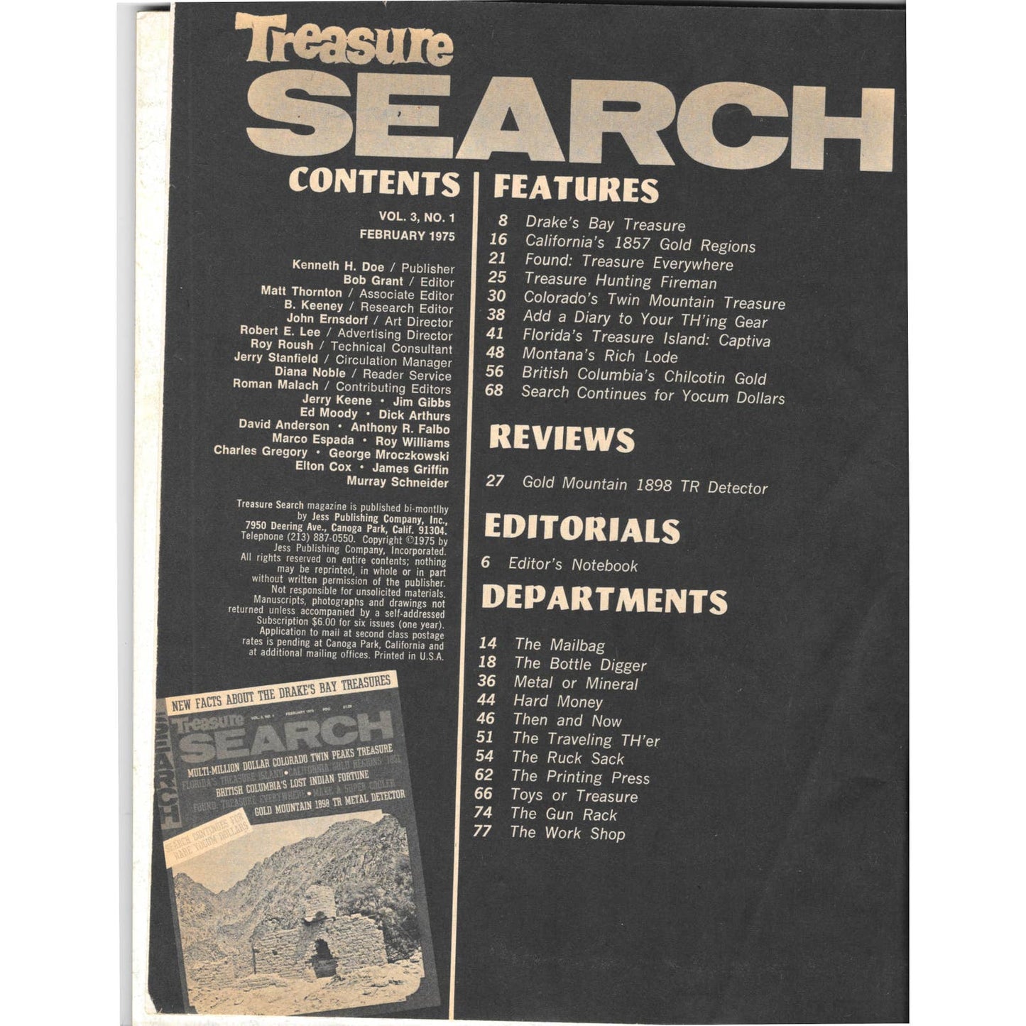 Treasure Search Magazine - Treasure Hunting Mining Metal Detecting Feb 1975 M4