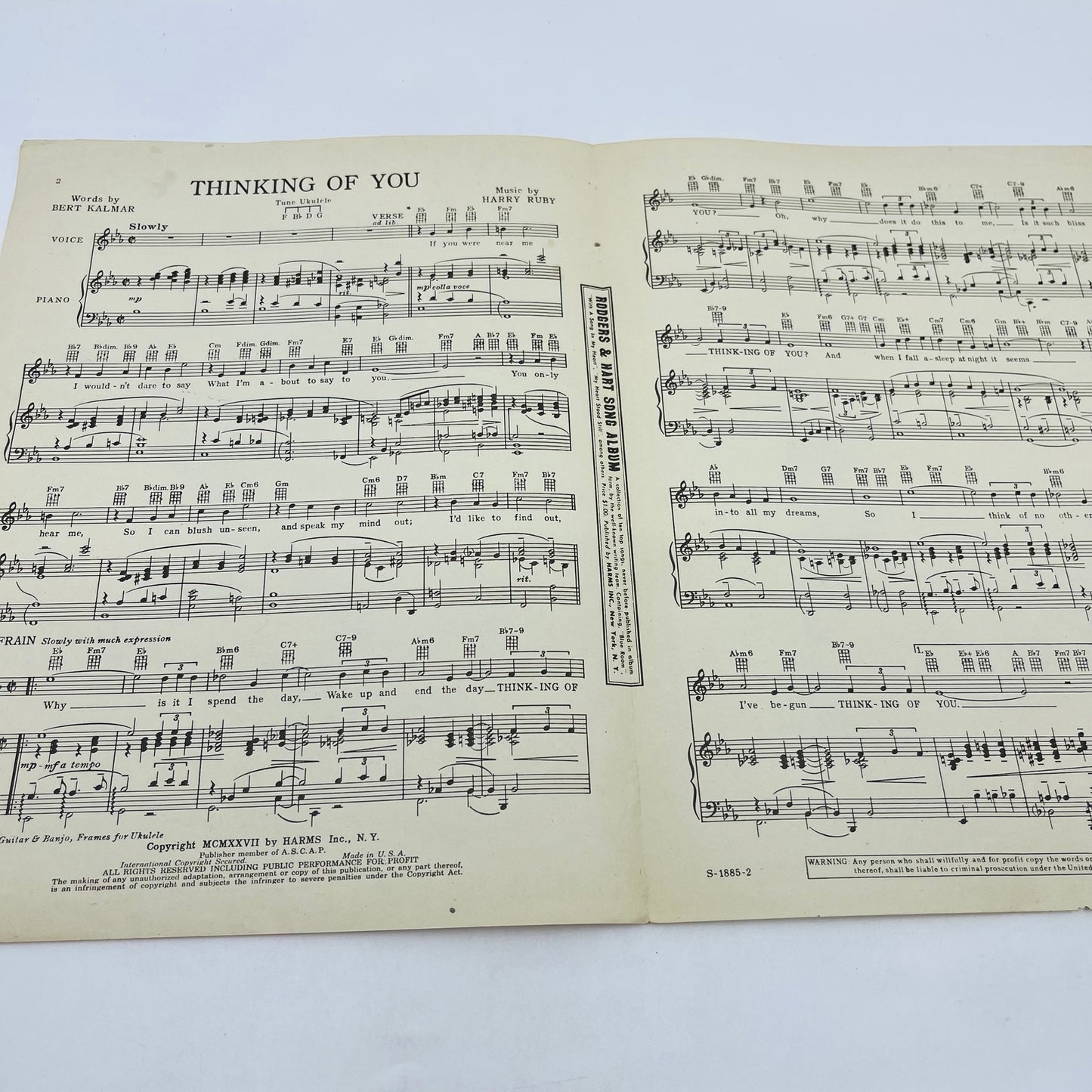1927 Thinking of You Three Little Words Fred Astaire Red Skelton Sheet Music V37-4