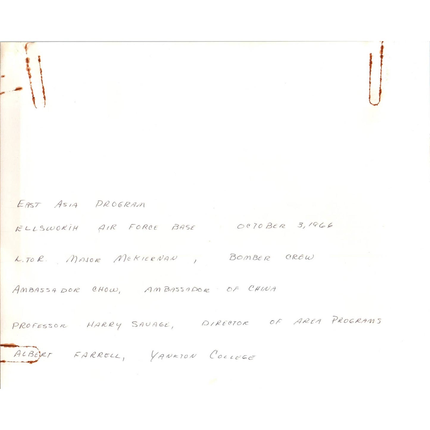 China Ambassador Chow at Ellsworth Air Force Base 1966 Photo 8x10 TK1-P6-1