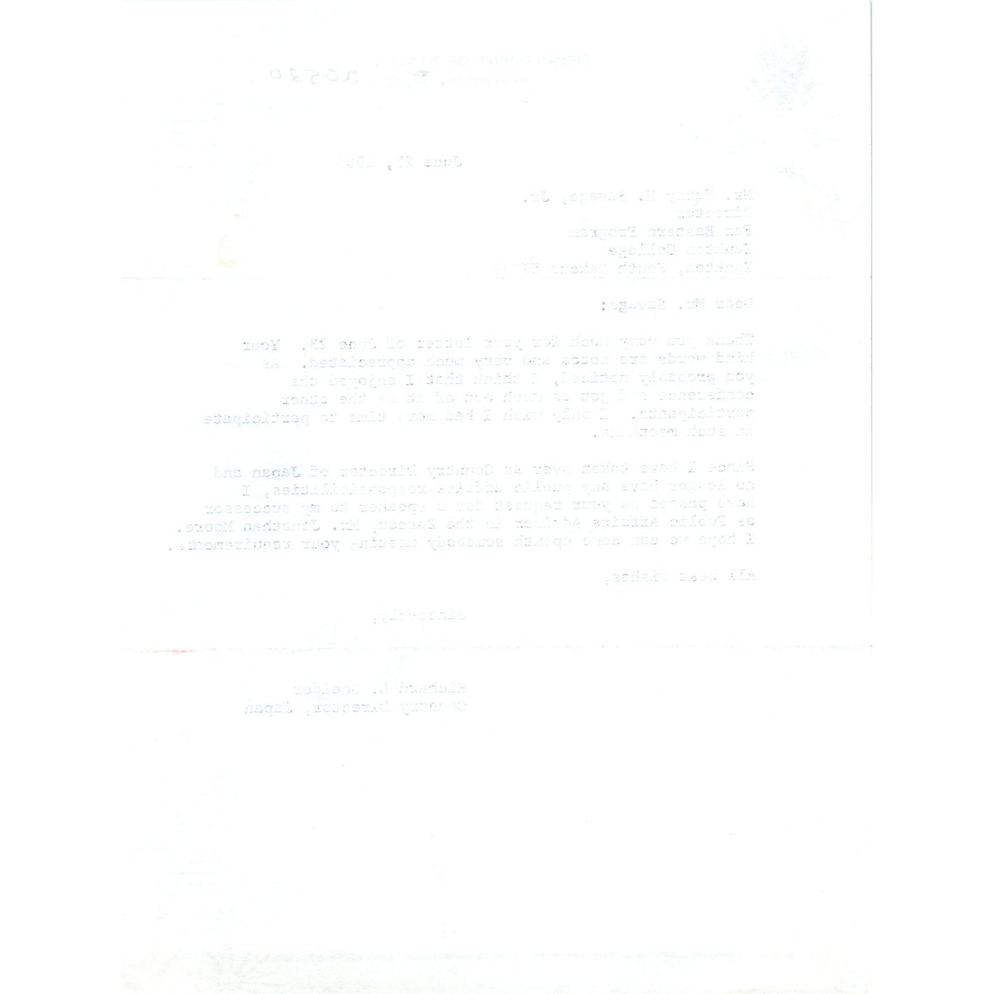 Official Department of State Letterhead Memo Richard L Schneider 7/28/66 B13