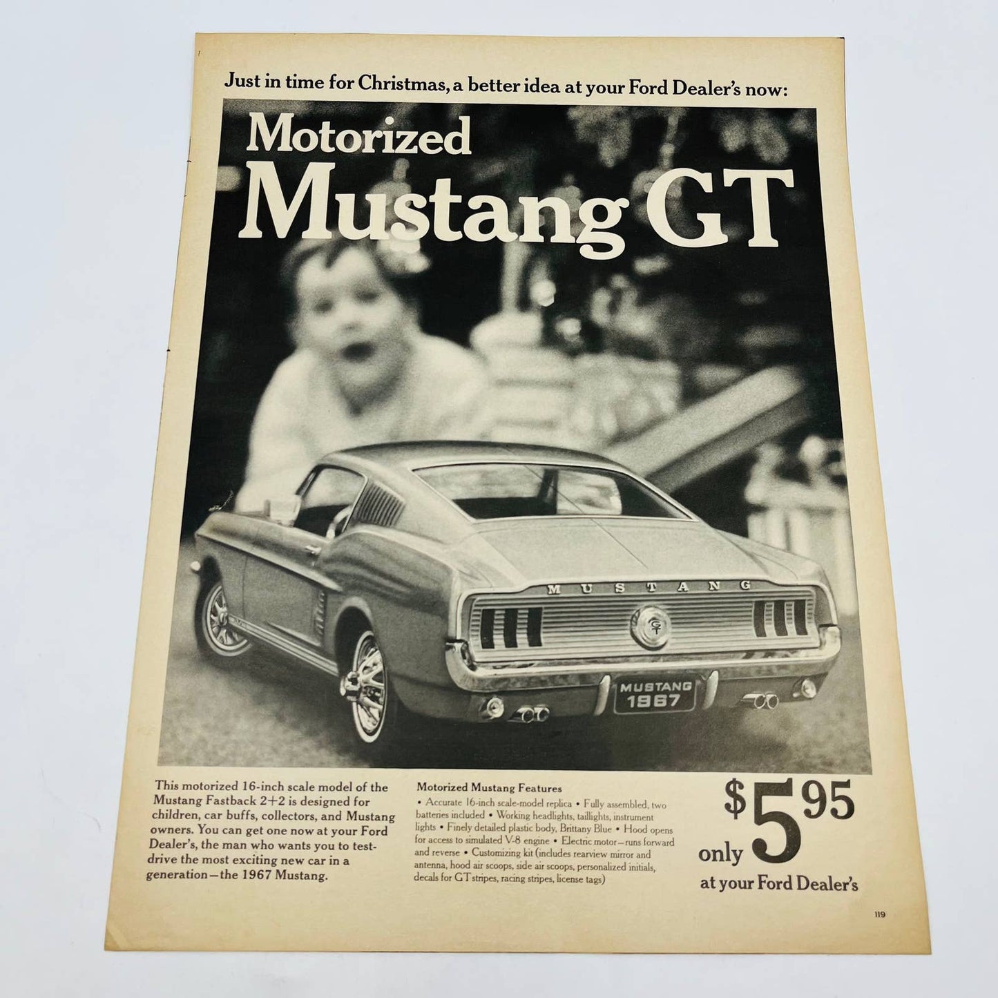 1967 Motorized Mustang GT Model Ad Dealership Giveaway 10x13 BA1