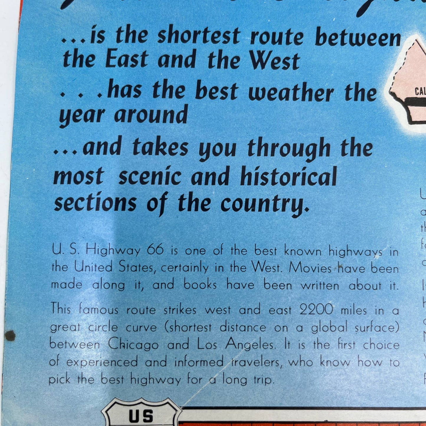 1961 Chicago to Los Angeles Interstate Route 66 Brochure & Map TH7