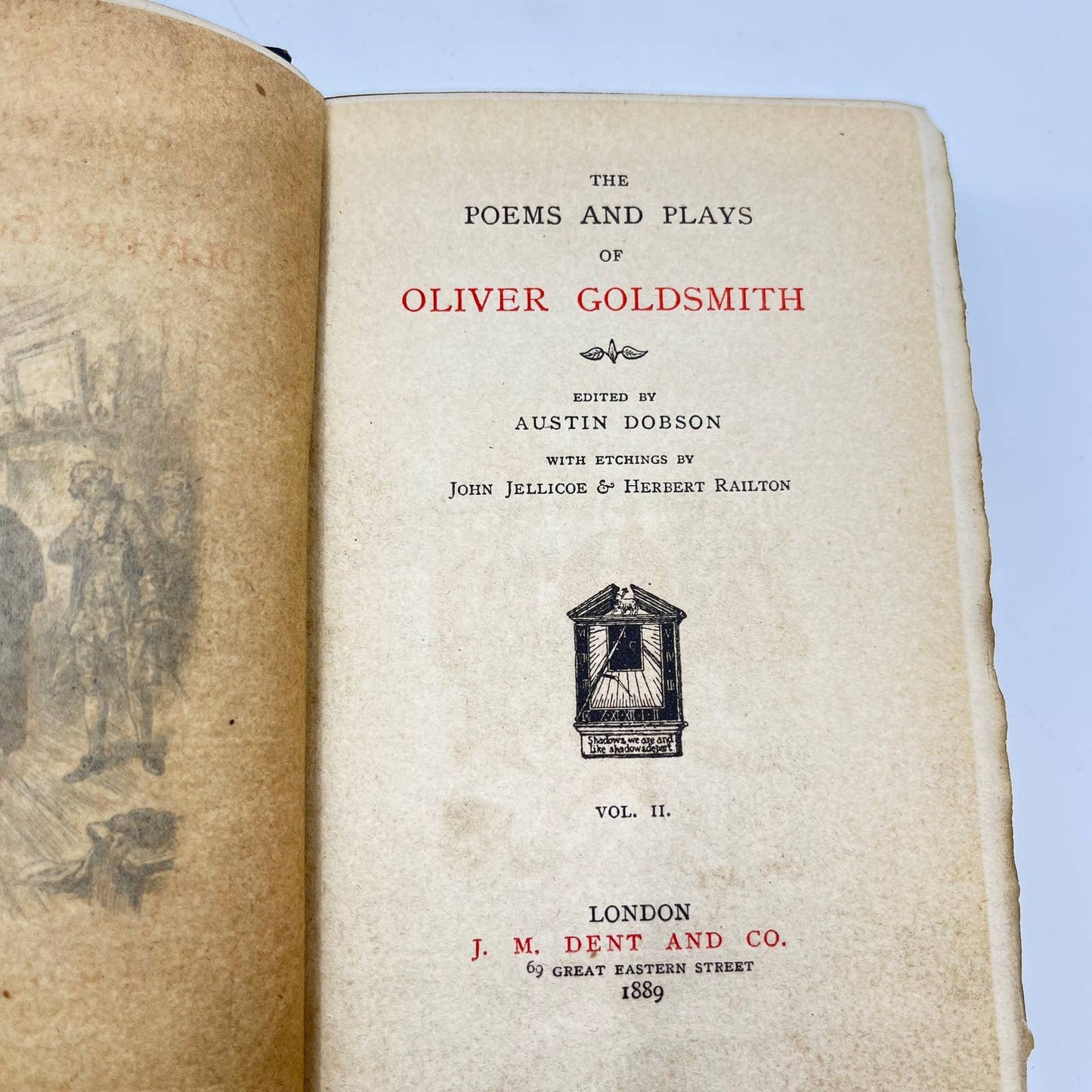 1889 Poems and Plays Oliver Goldsmith Vol. II Limited Edition Hardcover TF2