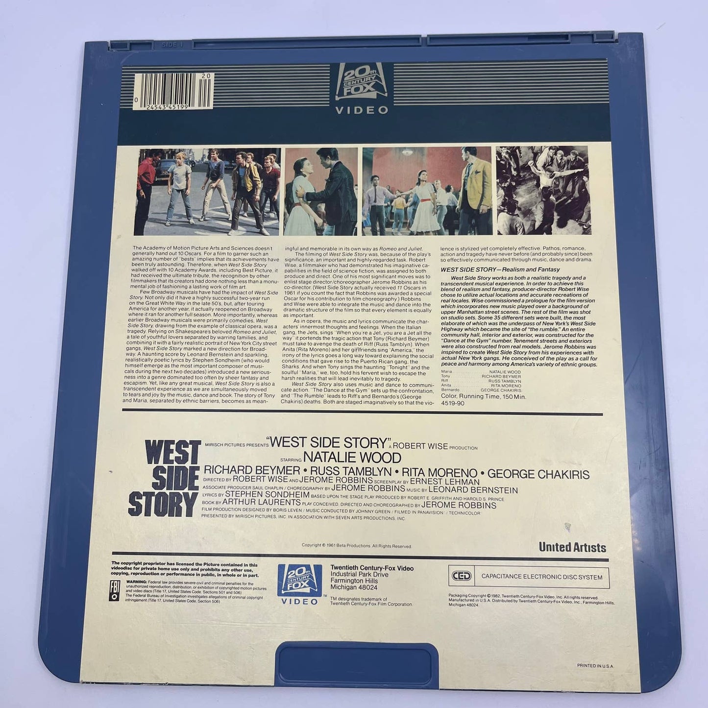 West Side Story PART 2 Natalie Wood MGM - RCA SelectaVision - CED VideoDisc TG5