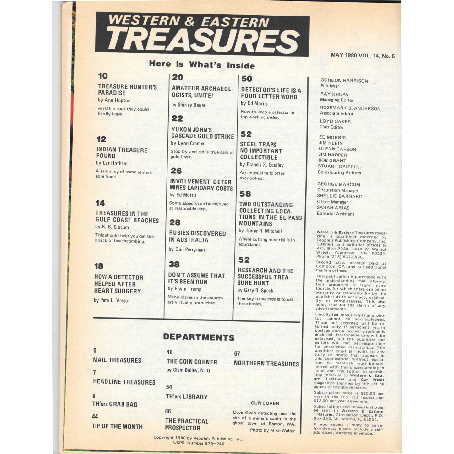 Western & Eastern Treasures Magazine Mines, Buried, Metal Detecting May 1980 MB2