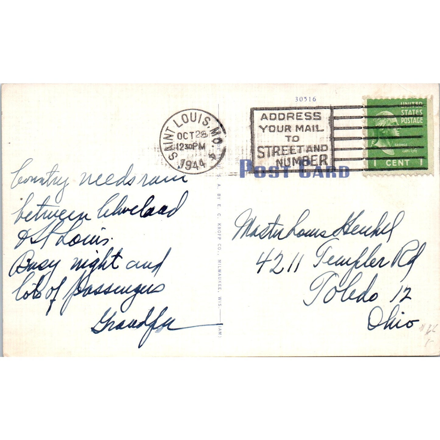 Stopped for a Rest Outhouse Humor Cartoon 1944 Original Postcard P1-15