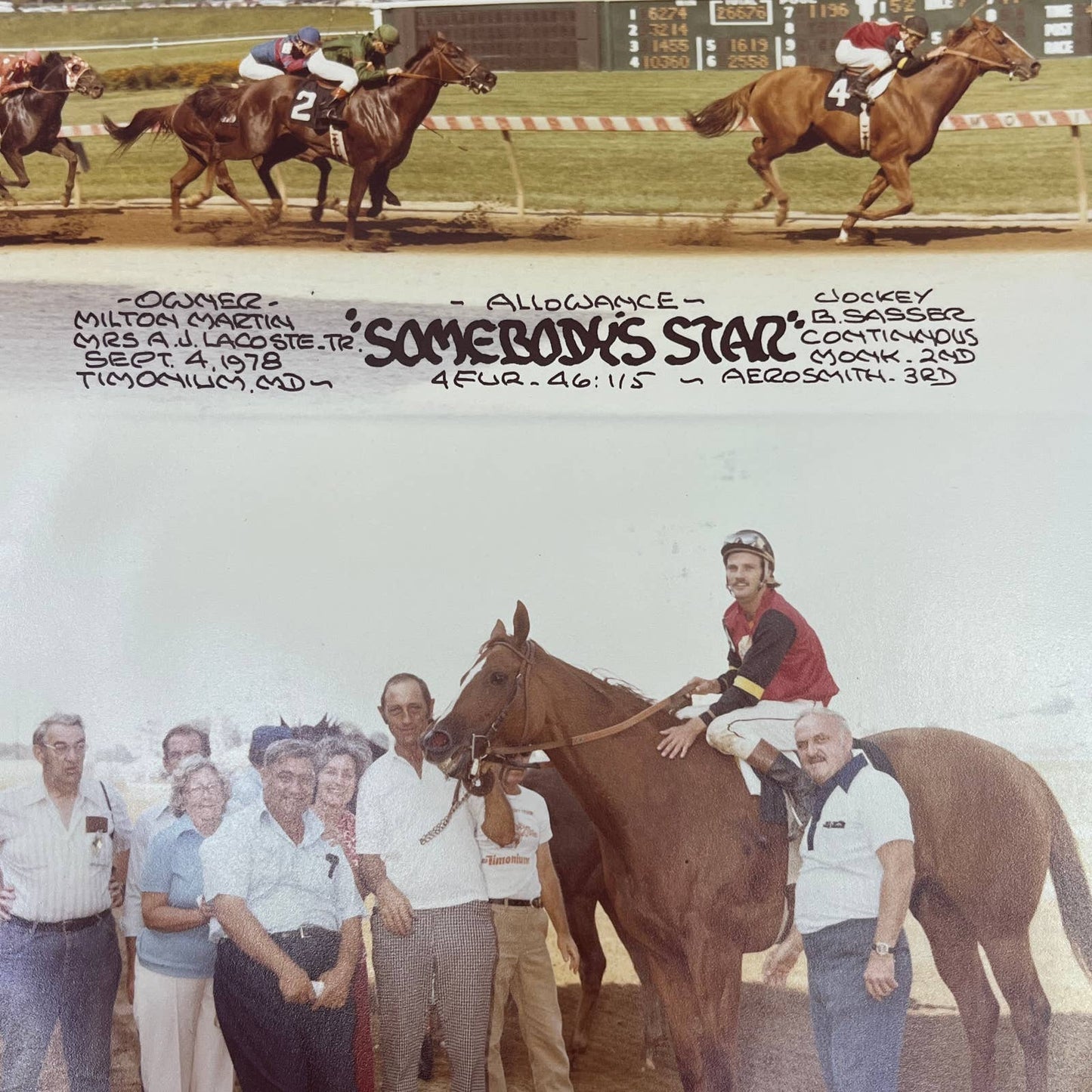 1978 Original Horse Race Winner Photo "Somebody's Star" Timonium MD AC5