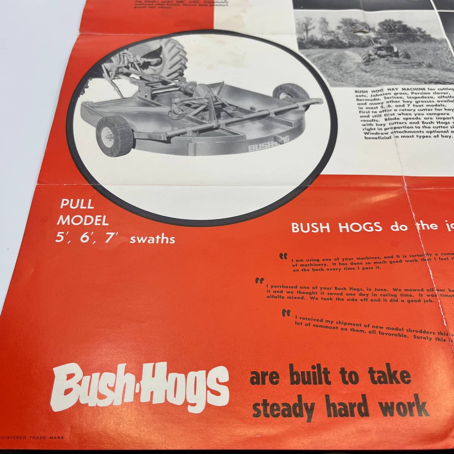 1940s Bush Hog Rotary Cutter Brochure Fold Out Poster Selma Alabama AB7