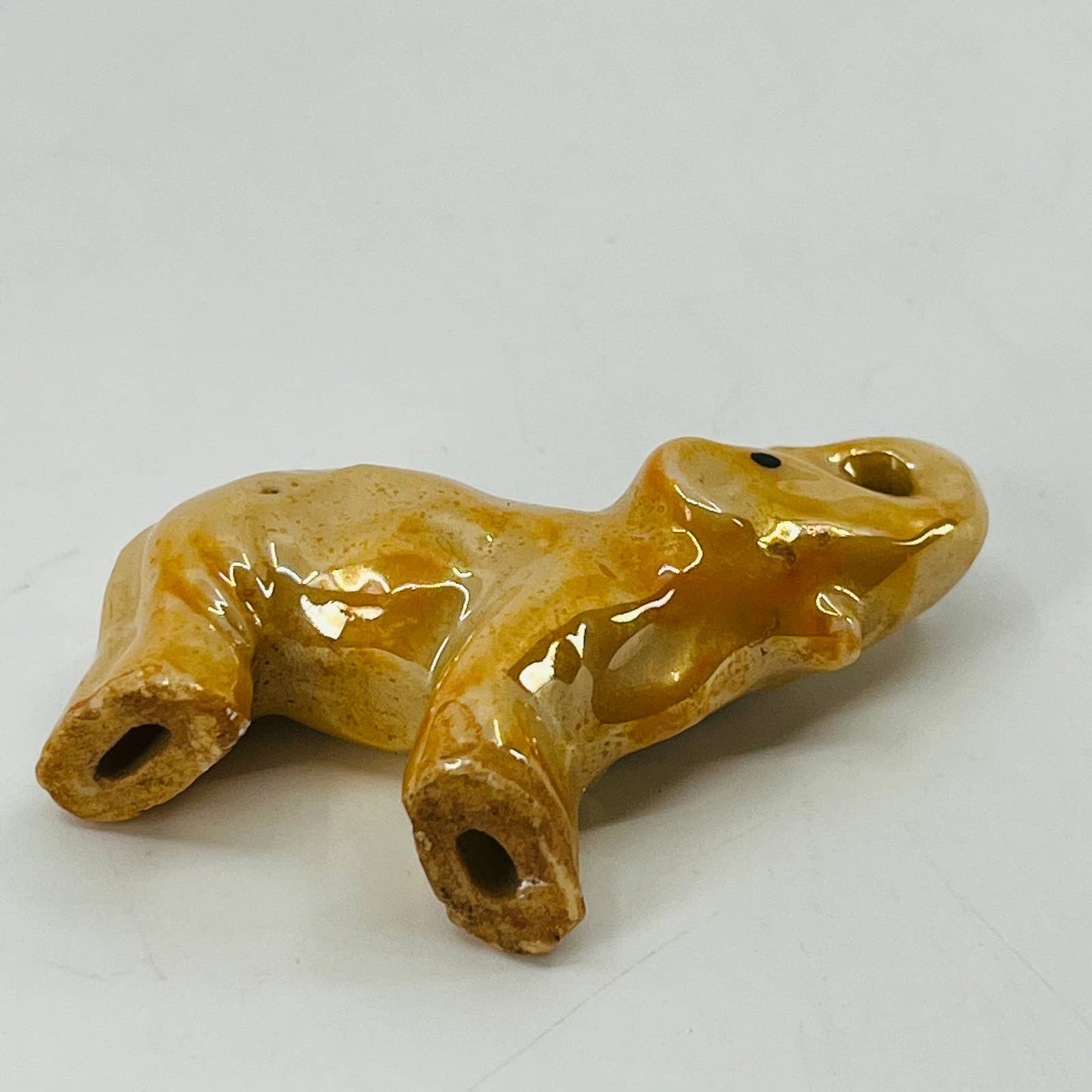 Vintage Ceramic Peach Lusterware Elephant Figurine 2” SA9