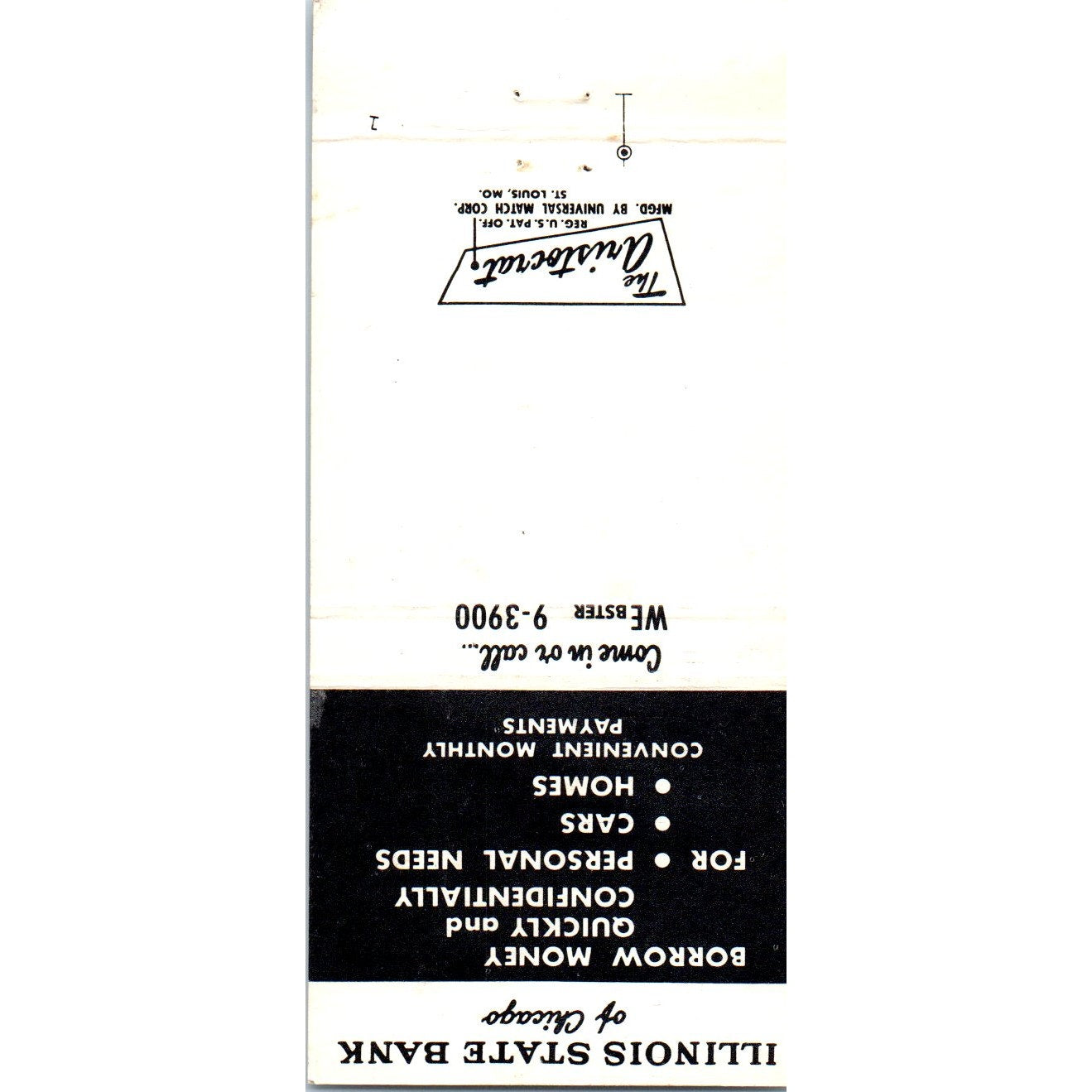 Illinois State Bank of Chicago Advertising Matchbook Cover MM9-6