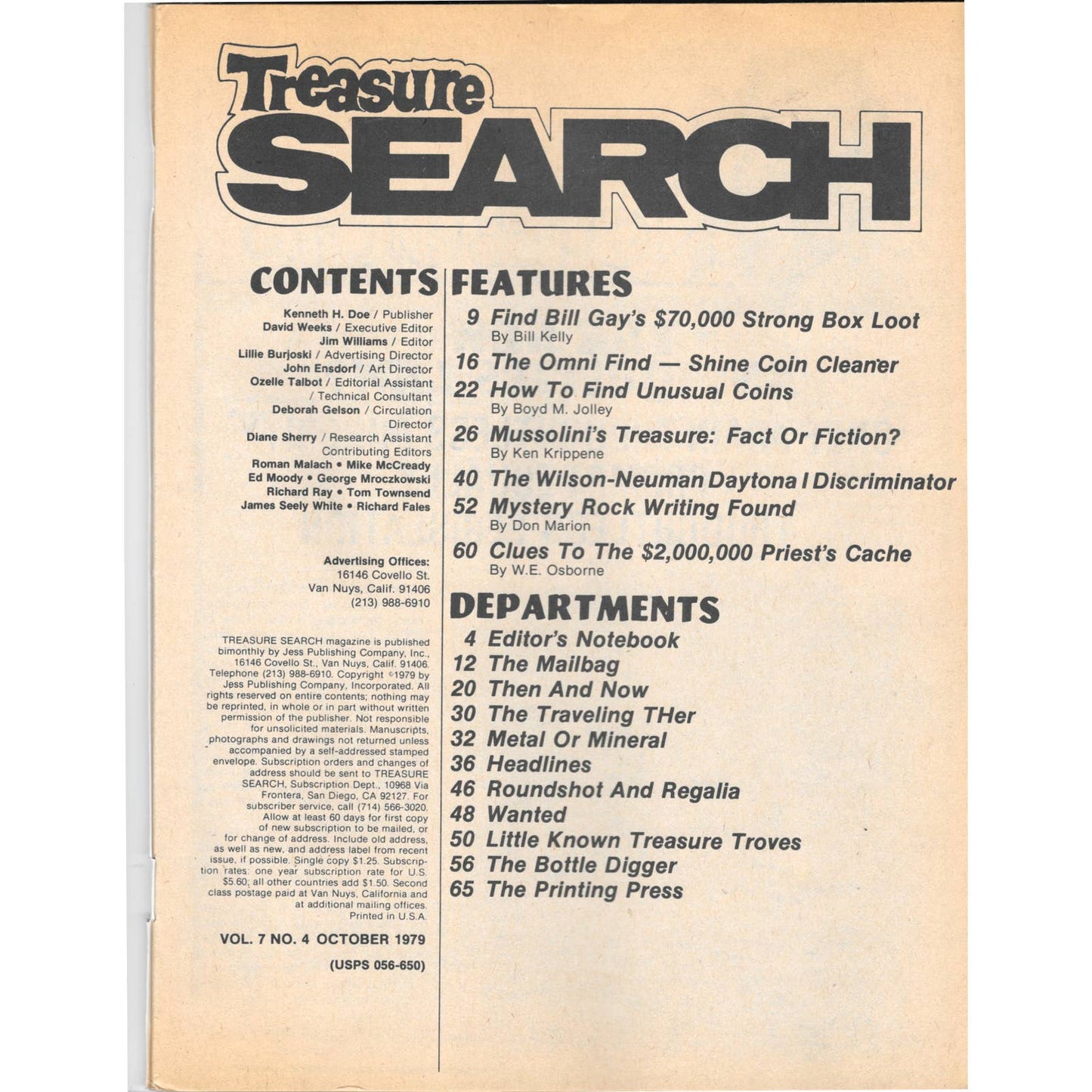 Treasure Search Magazine - Treasure Hunting Mining Metal Detecting Oct 1979 M4