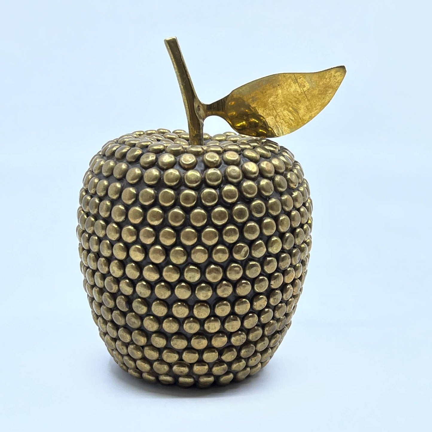 Vintage MCM Retro Brass Studded Apple Figurine Decorative Fruit 4” TF5