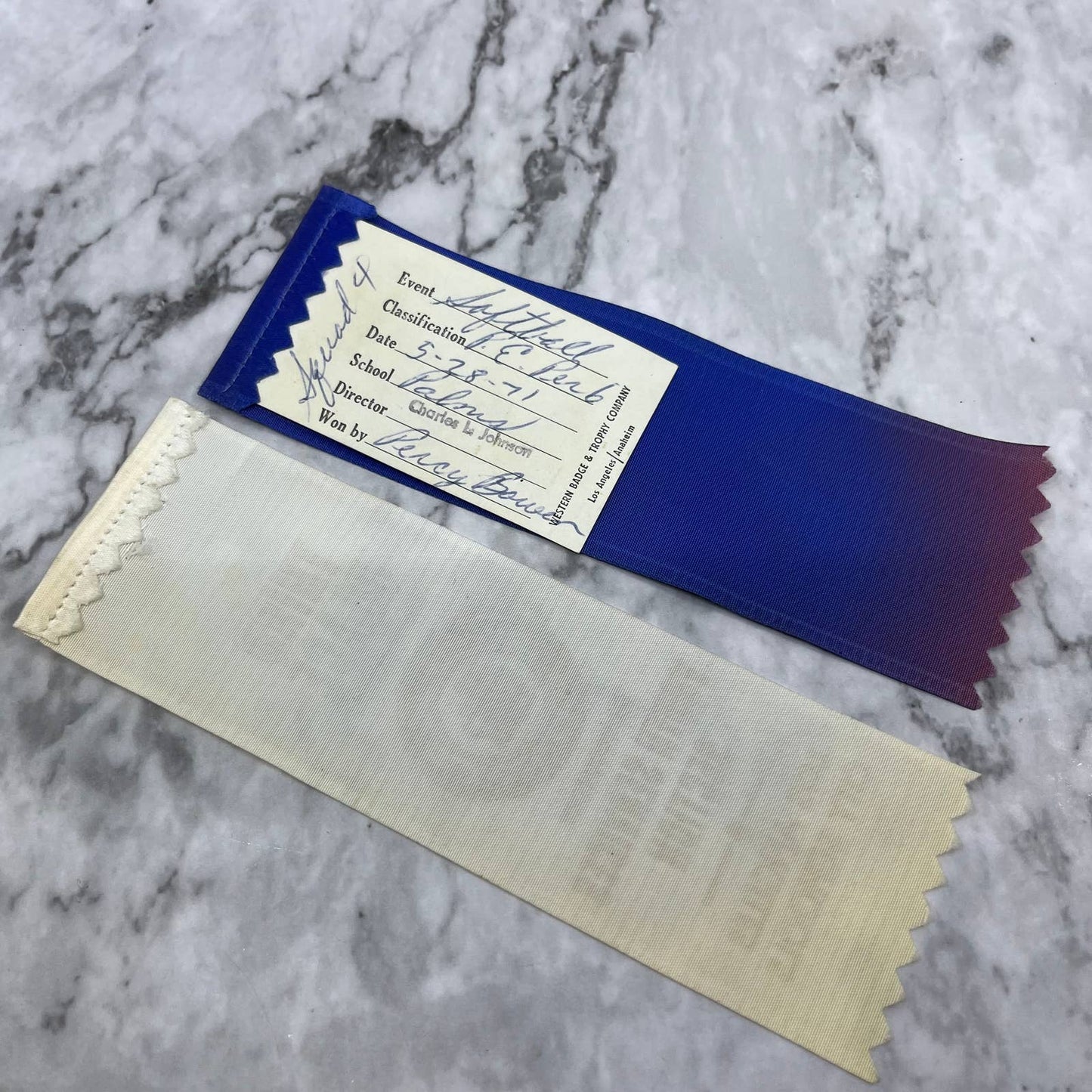 1971 Los Angeles City Schools First & Third Place Softball Award Ribbons SE8