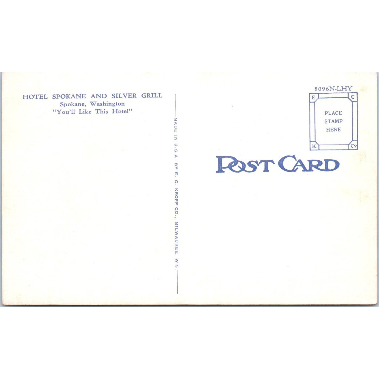 Antique Postcard Hotel Spokane, Spokane Washington TD9