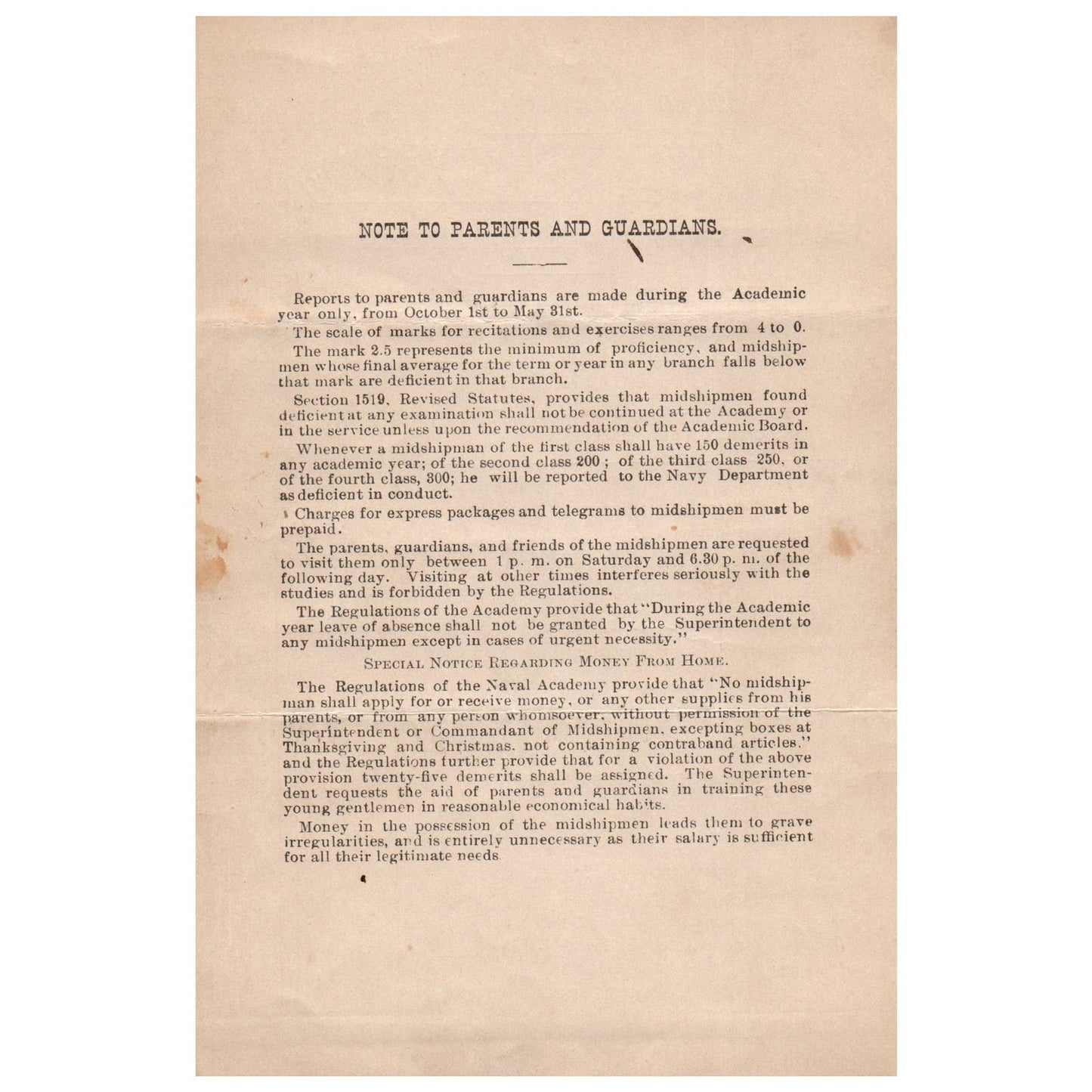 1916 May WWI Era US Naval Academy Midshipman JGM Stone Report Card EW Eberle AC9