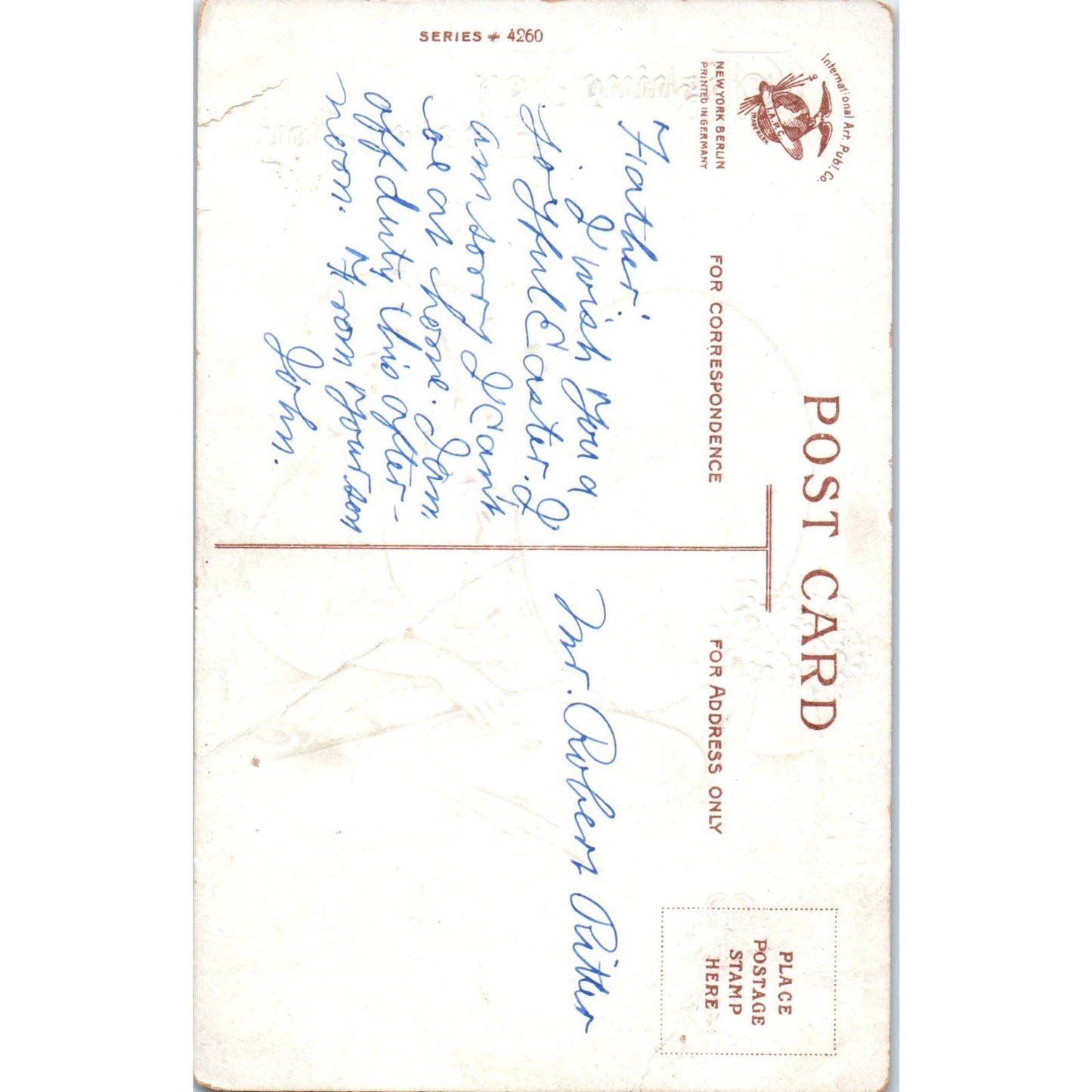 Ellen Clapsaddle EasterWoman Painting Egg Embossed c1910 Postcard TK1-28