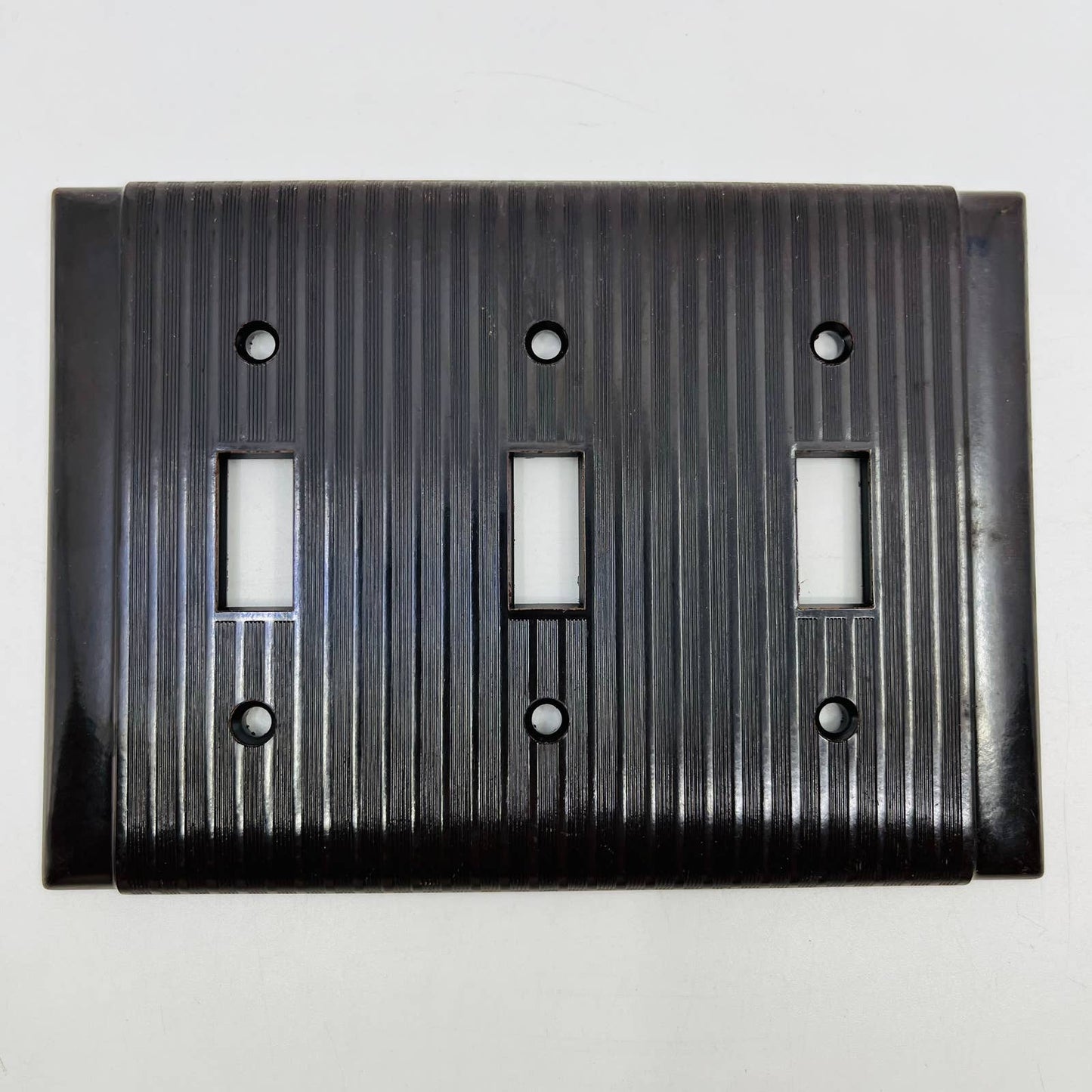 MCM Uniline Bakelite Brown Cover for 3 Switch Ribbed TD6-3