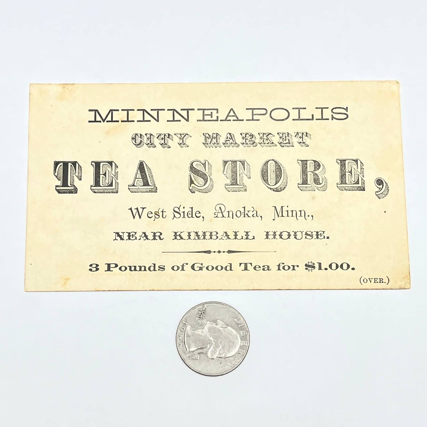 c1900 Trade Card Minneapolis City Market Tea Store Anoka MN Kimball House AC2