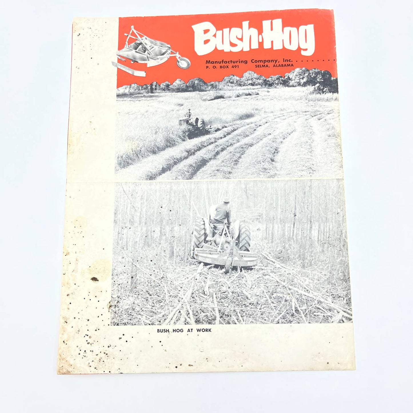 1940s Bush Hog Rotary Cutter Brochure Fold Out Poster Selma Alabama AB7