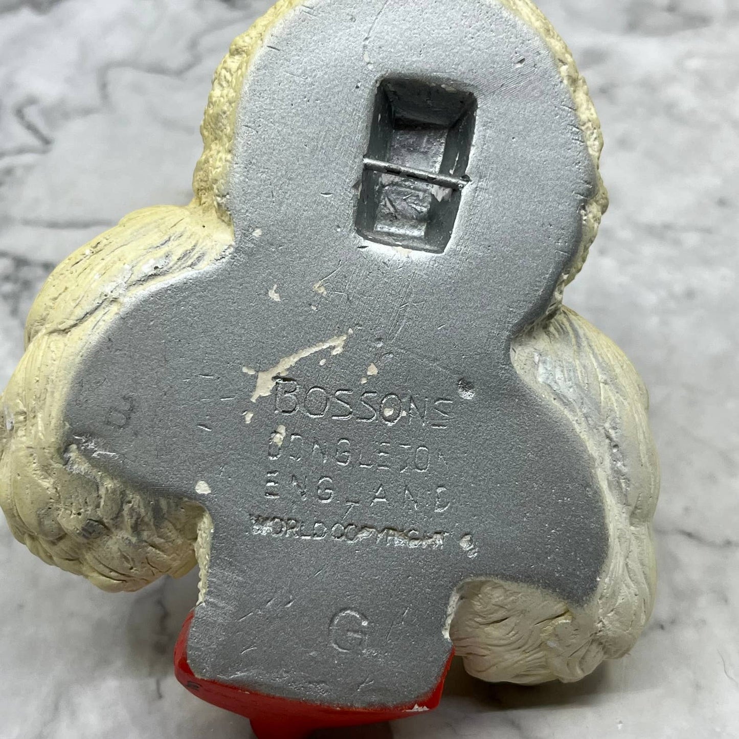 1968 Chalkware White Poodle Dog Head Wall Hanger Figurine Bossons England TI9